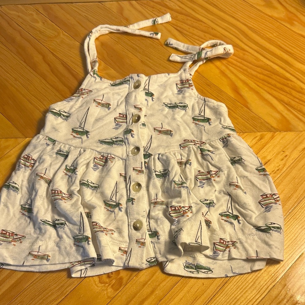 Kate Quinn spaghetti tie button front v-waist top | mediterranean boats | bamboo